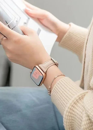 Leather Slim Strap for Apple Watch Band 44mm 40mm 41mm 45mm 38mm 42mm