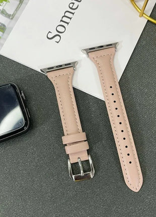 Leather Slim Strap for Apple Watch Band 44mm 40mm 41mm 45mm 38mm 42mm