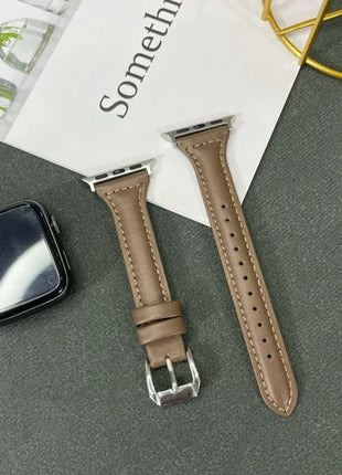 Leather Slim Strap for Apple Watch Band 44mm 40mm 41mm 45mm 38mm 42mm