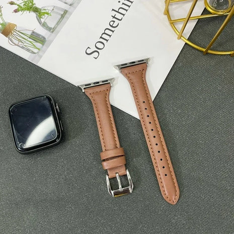 Leather Slim Strap for Apple Watch Band 44mm 40mm 41mm 45mm 38mm 42mm