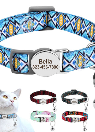 Personalized Printed Cat Collar Adjustable Kitten Puppy Collars With