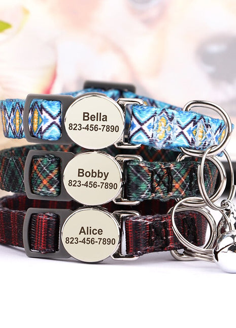 Personalized Printed Cat Collar Adjustable Kitten Puppy Collars With