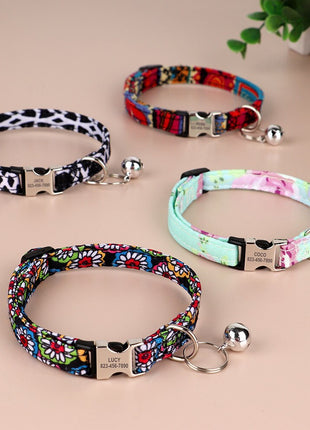 Personalized Printed Cat Collar Adjustable Kitten Puppy Collars With
