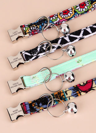 Personalized Printed Cat Collar Adjustable Kitten Puppy Collars With