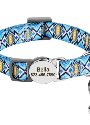 Personalized Printed Cat Collar Adjustable Kitten Puppy Collars With