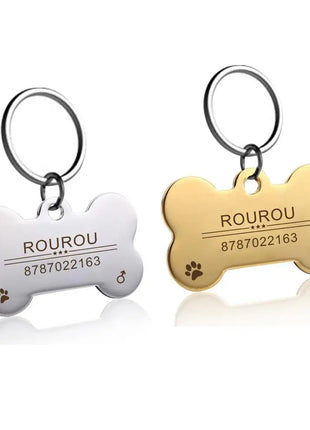 Free Engraving Pet ID Tag Stainless Steel Dog Cat Name Tags Collar