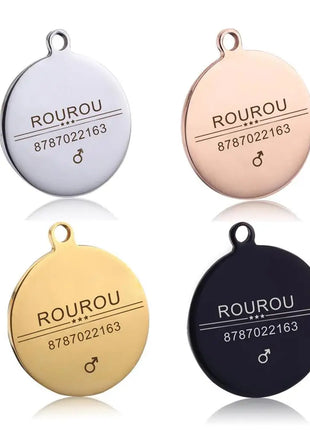 Free Engraving Pet ID Tag Stainless Steel Dog Cat Name Tags Collar