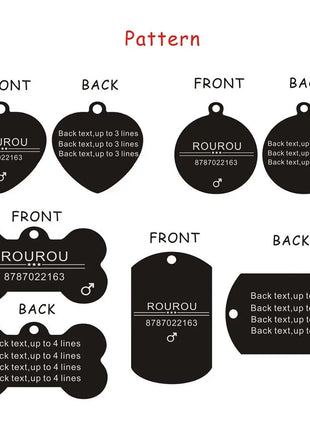 Free Engraving Pet ID Tag Stainless Steel Dog Cat Name Tags Collar