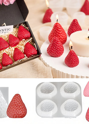 3D Strawberry Aromatherapy Candle Silicone Mold DIY Handmade Romantic