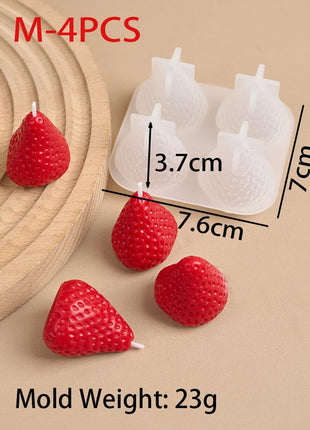 3D Strawberry Aromatherapy Candle Silicone Mold DIY Handmade Romantic