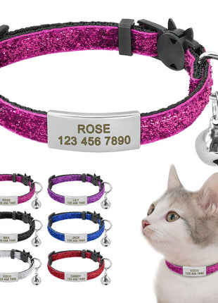 Personalized 1cm Width Cat Collar with Bell Safe Breakaway Cats
