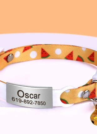 Personalized 1cm Width Cat Collar with Bell Safe Breakaway Cats
