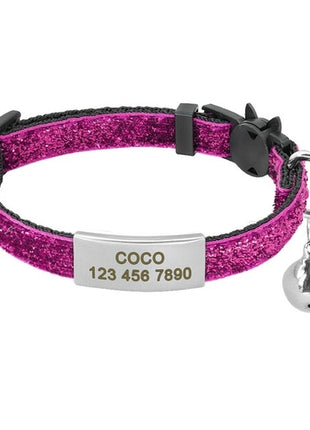 Personalized 1cm Width Cat Collar with Bell Safe Breakaway Cats