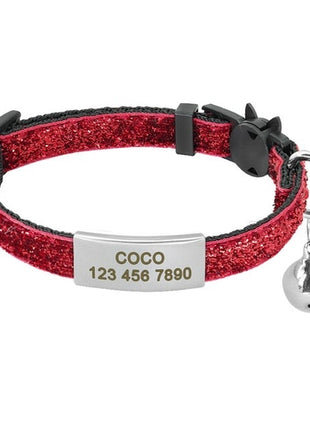 Personalized 1cm Width Cat Collar with Bell Safe Breakaway Cats