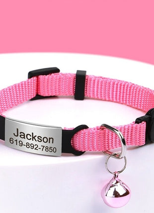 Personalized 1cm Width Cat Collar with Bell Safe Breakaway Cats