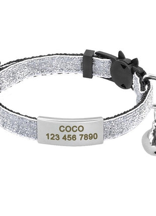 Personalized 1cm Width Cat Collar with Bell Safe Breakaway Cats