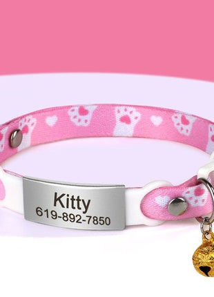 Personalized 1cm Width Cat Collar with Bell Safe Breakaway Cats