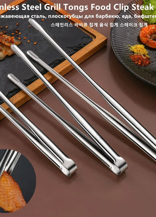 Stainless Steel Grill Tongs Food Clip BBQ Steak Clip Bread Tong