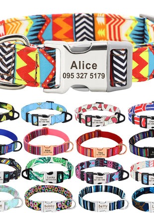 Custom Large Dog Collar Cute Print Personalized Pet Collar Nylon Puppy