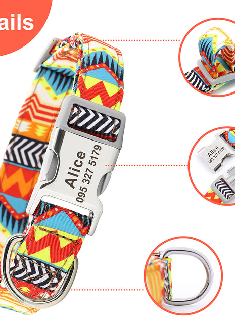 Custom Large Dog Collar Cute Print Personalized Pet Collar Nylon Puppy