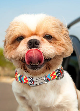 Custom Large Dog Collar Cute Print Personalized Pet Collar Nylon Puppy