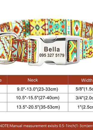 Custom Large Dog Collar Cute Print Personalized Pet Collar Nylon Puppy