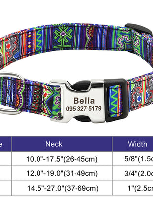 Custom Large Dog Collar Cute Print Personalized Pet Collar Nylon Puppy
