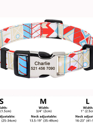 Custom Large Dog Collar Cute Print Personalized Pet Collar Nylon Puppy