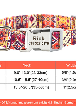 Custom Large Dog Collar Cute Print Personalized Pet Collar Nylon Puppy
