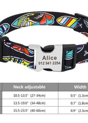 Custom Large Dog Collar Cute Print Personalized Pet Collar Nylon Puppy