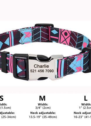 Custom Large Dog Collar Cute Print Personalized Pet Collar Nylon Puppy