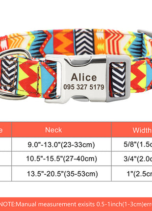 Custom Large Dog Collar Cute Print Personalized Pet Collar Nylon Puppy