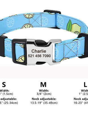 Custom Large Dog Collar Cute Print Personalized Pet Collar Nylon Puppy