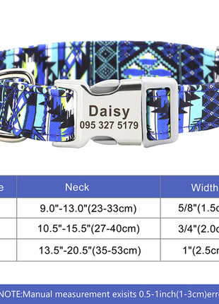 Custom Large Dog Collar Cute Print Personalized Pet Collar Nylon Puppy