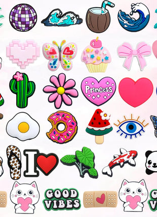 1Pcs PVC Pink Heart Shoe Charms Cute Animal Shoe Decorations Pins for