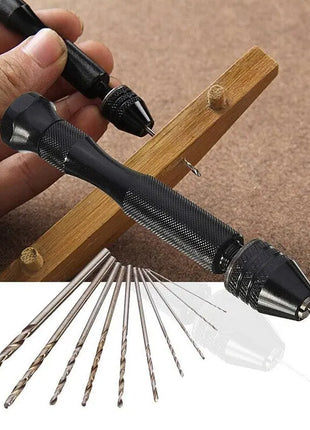 Mini Tool Set with Black Hand Twist Drill 10Pcs Fried Dough Twists