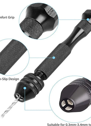 Mini Tool Set with Black Hand Twist Drill 10Pcs Fried Dough Twists