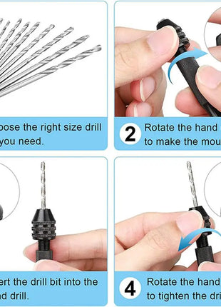 Mini Tool Set with Black Hand Twist Drill 10Pcs Fried Dough Twists
