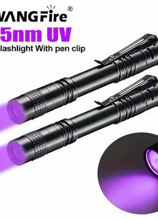 UV Flashlight 395nm Ultraviolet Torch With Pen Clip Portable AAA