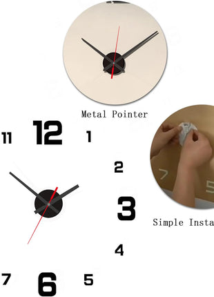 3D Creative Frameless DIY Wall Hanging Clock Wall Stickers Home Mute