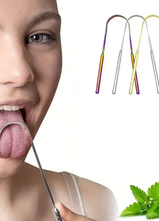 4 Colors Stainless Steel Tongue Scraper U-shaped Metal Fresh Breath