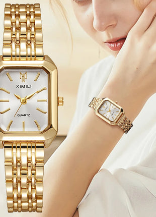 Luxury Women Watches Fashion Rectangle Ladies Steel Band Quartz Watch