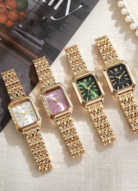 Luxury Women Watches Fashion Rectangle Ladies Steel Band Quartz Watch