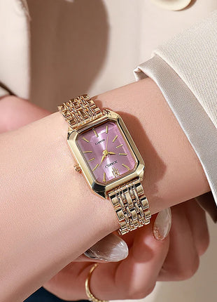 Luxury Women Watches Fashion Rectangle Ladies Steel Band Quartz Watch