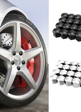 Car Wheel Nut Caps Auto Hub Screw Cover Black Silvery 17mm Bolt Rims