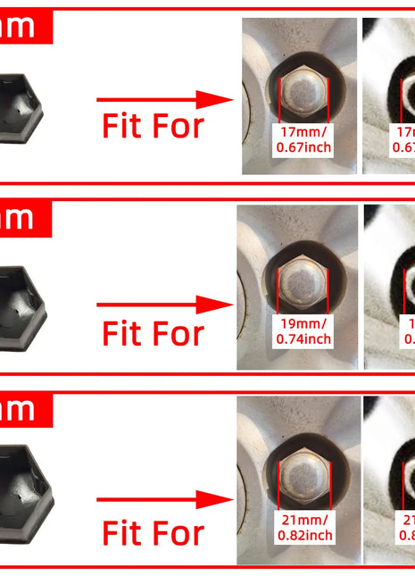 Car Wheel Nut Caps Auto Hub Screw Cover Black Silvery 17mm Bolt Rims