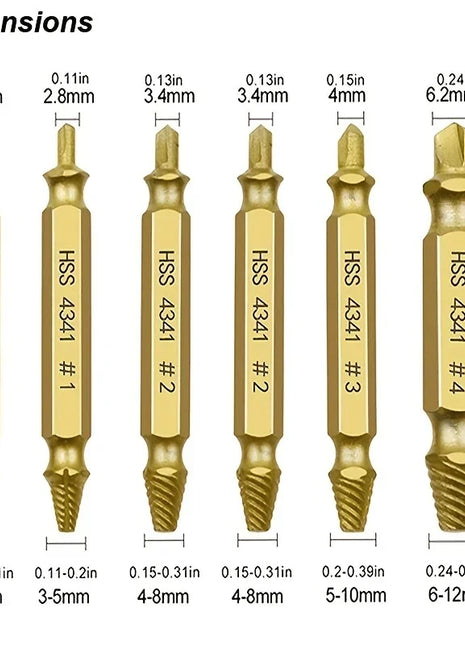 Damaged Screw Extractor Set HSS Drill Bit Stripped Broken Remover