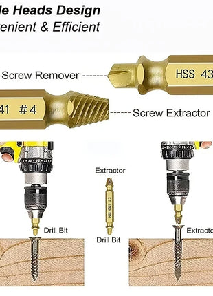 Damaged Screw Extractor Set HSS Drill Bit Stripped Broken Remover