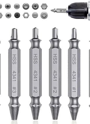 Damaged Screw Extractor Set HSS Drill Bit Stripped Broken Remover
