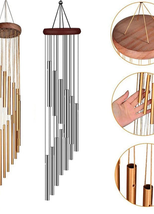 1piece 12 Tubes Aluminum Alloy Wind Chimes with Hook Gold/silver Bells